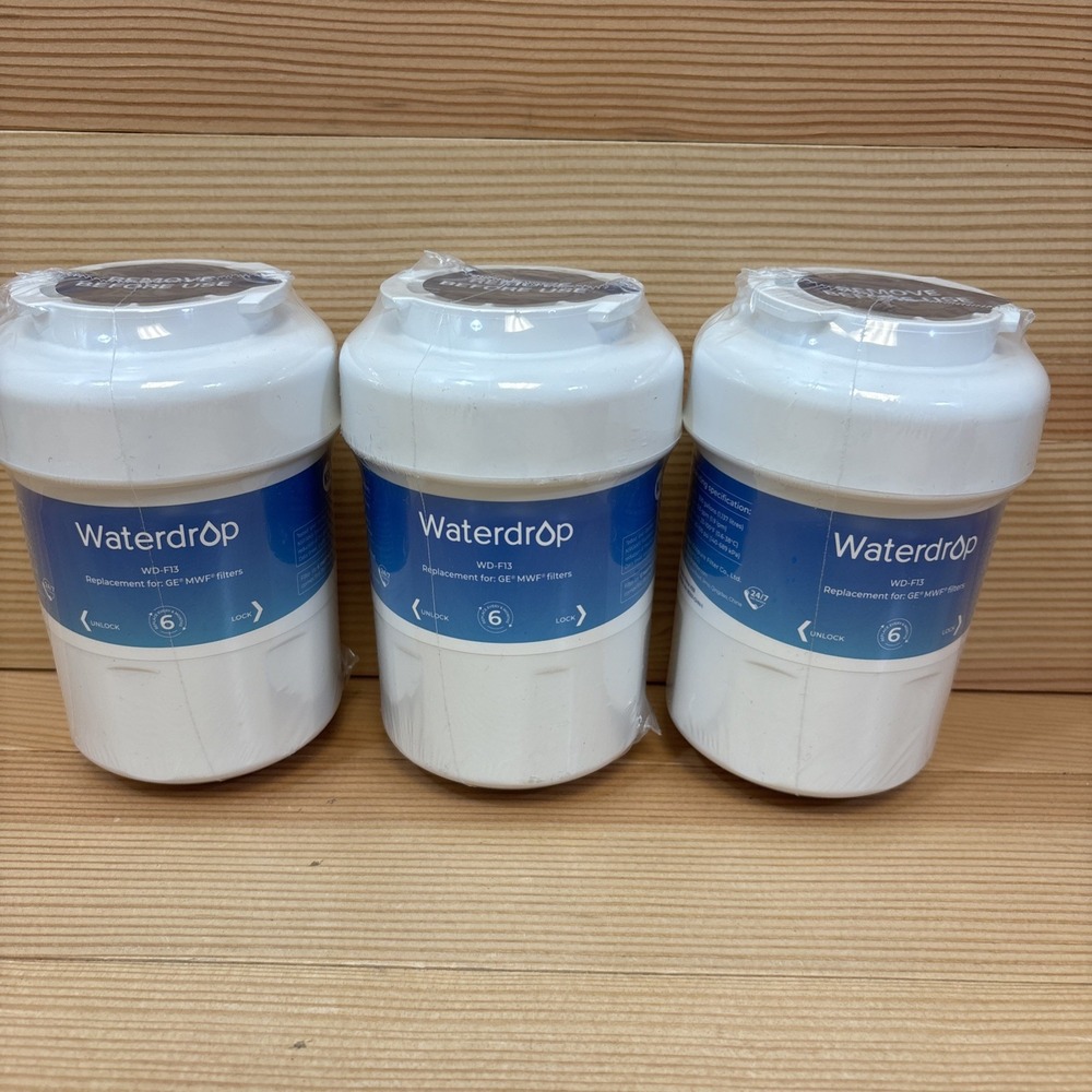 3 Pack Waterdrop WD-F13 Refrigerator Water Filter, Replacement for GE® MWF® .